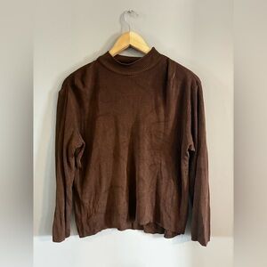 St. John Sport Silky Brown Mockneck Sweater Size Small